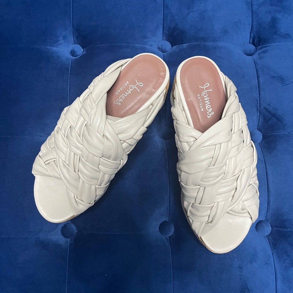 Homers Artisan Woven Platform Ivory Wedges
